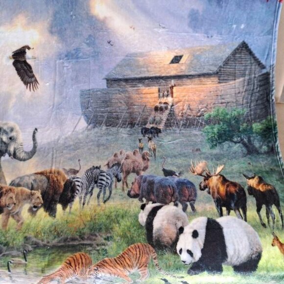 Unbranded Other - New Noah's Ark Plush Throw Blanket Gift Animals Noah Noahs Boat Genesis Flood
